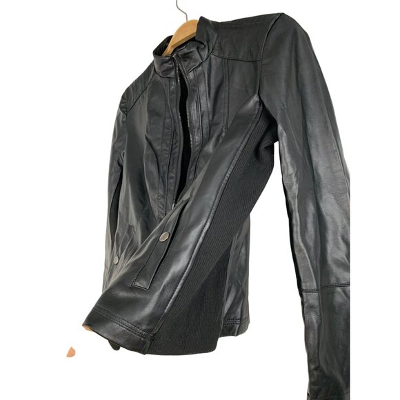 New Philosophy Faux Leather Black Moto Jacket Small - Picture 9 of 12